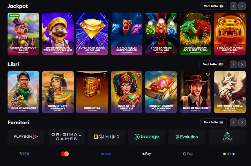 Catalogo delle slot machine su Spin Macho Casino con jackpot e giochi popolari